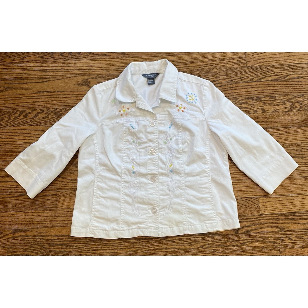Koret Petite Medium White Floral Embroidered Jacket